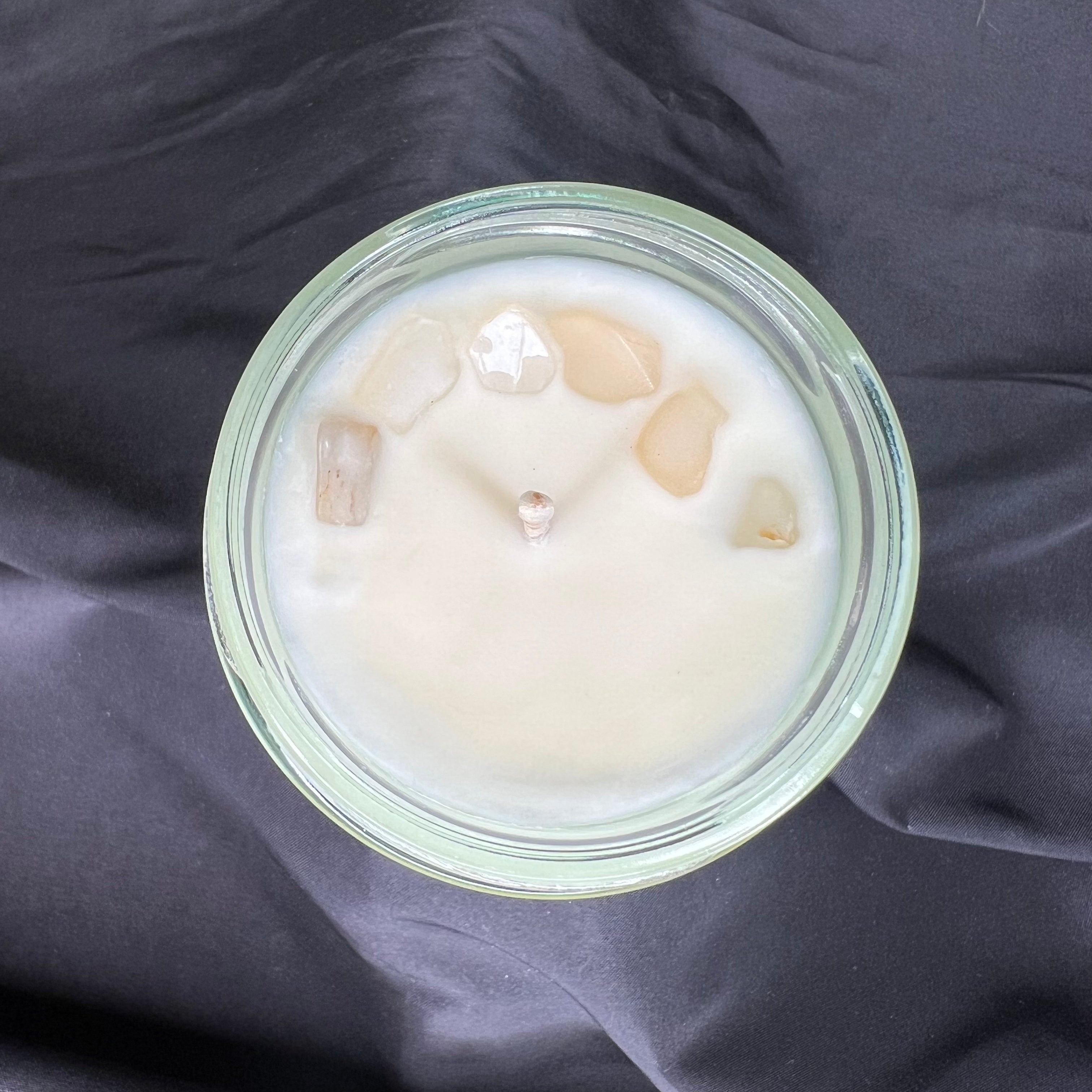 pink crystal essential oil candle